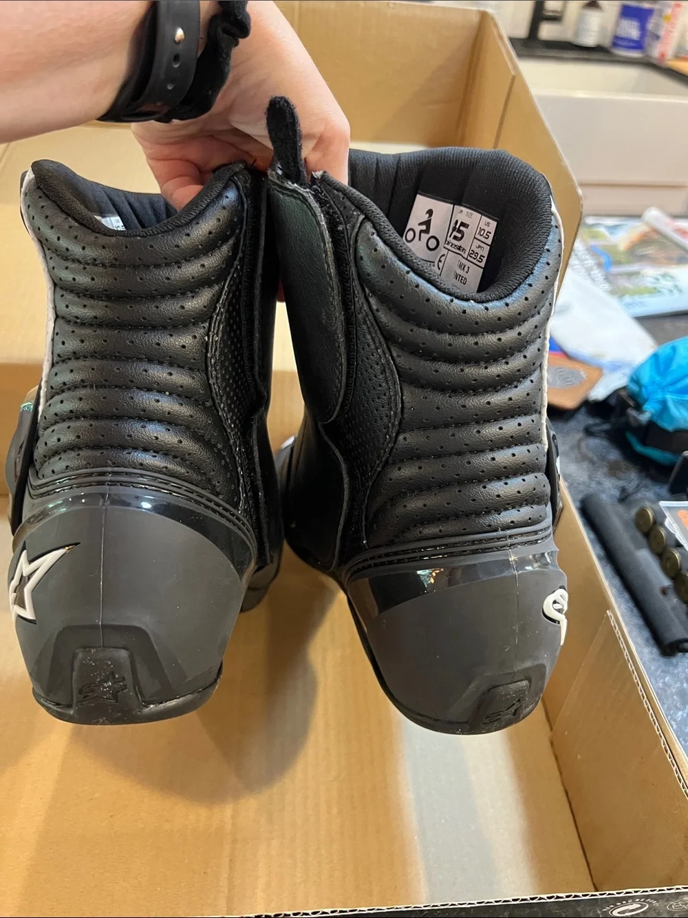 Alpinestars SMX-3 Racing Motorcycle Boots in White and Black